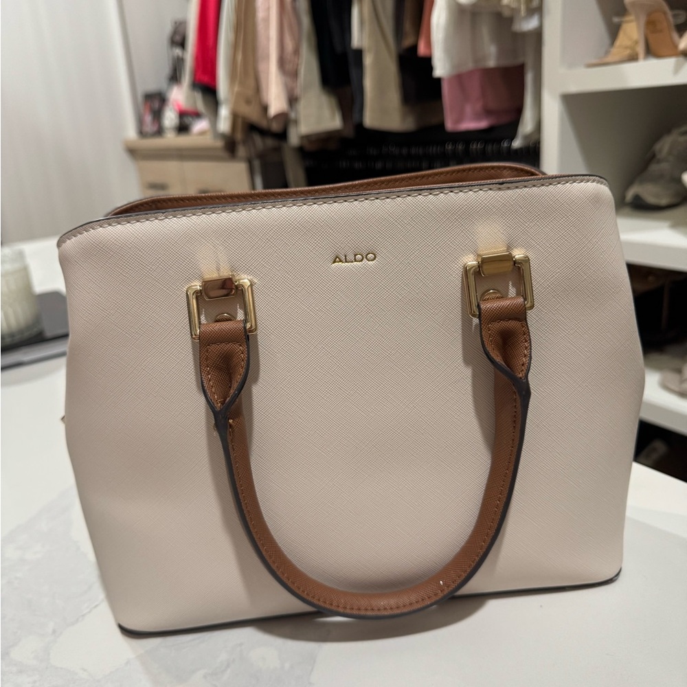 ALDO Elegant Cream and Tan Satchel